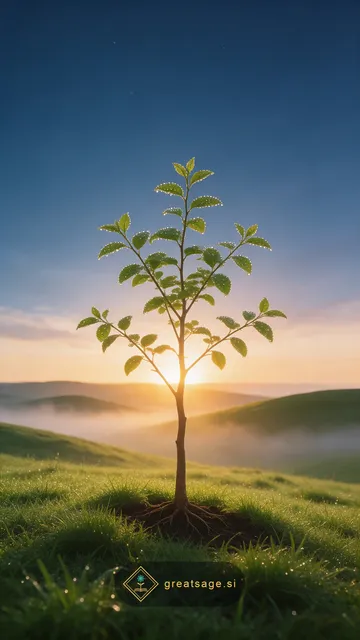 Dawn sapling — phone wallpaper