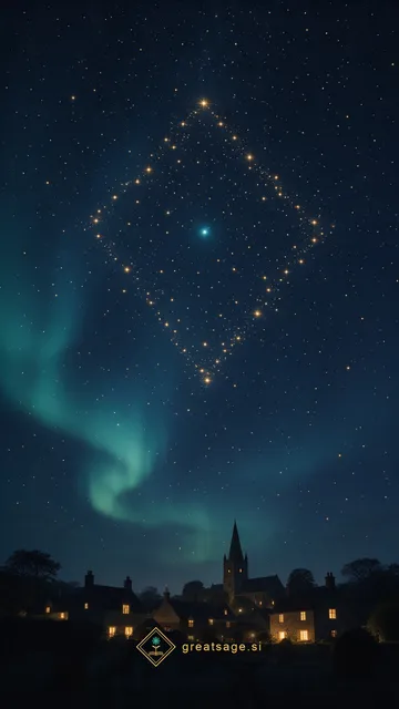 Village under stars II — phone wallpaper